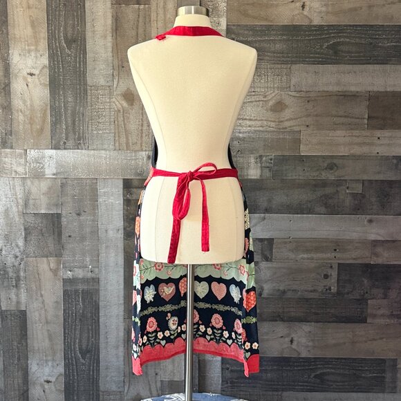 Handmade holiday apron OS Scandinavian birds Christmas trees hearts snowflakes - Picture 7 of 9